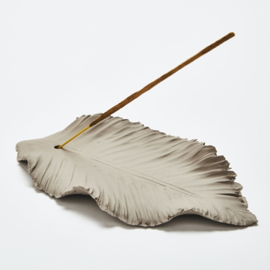 GREY LEAF | Ceramic incense holder