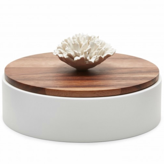 NAMI XL | Lacquered wooden box with ceramic flower