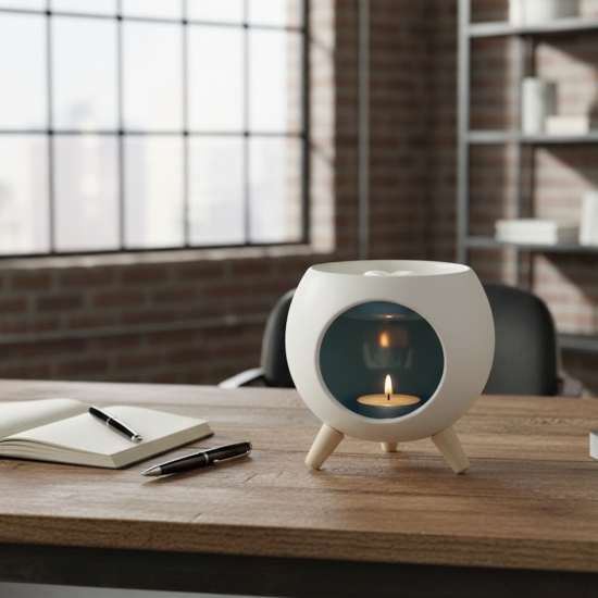 ROUND BLUE | Brûle-parfum en céramique pour cire parfumée