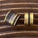 LARGE ADJUSTABLE RING | Hammered Oxidized Brass & Zirconium Inlays