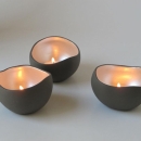 Set of 3 Handcrafted Ceramic Candle Holders - TRIO PEARL