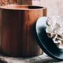 CYLA M | Decorative wooden box decorated with a porcelain flower