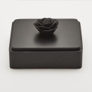 BLACK ROSE XL | Decorative acacia wood box decorated with a ceramic flower