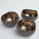 TRIO BRASS | Set 3 bougeoirs en céramique Beige et Bronze