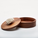 THUAN | Decorative acacia wood box decorated with a ceramic flower