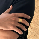 ADJUSTABLE RING | Hammered Gold-Plated Brass & Zirconium Inlays