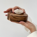 THUAN | Decorative acacia wood box decorated with a ceramic flower