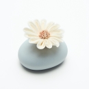 Lot de 3 Vases Diffuseurs de Parfum | Galets en Céramique avec Fleurs en Sola
