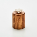 TIBU S | Boîte décorative en bois d'acacia ornée d'une fleur en  céramique