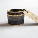 LARGE ADJUSTABLE RING | Hammered Oxidized Brass & Zirconium Inlays