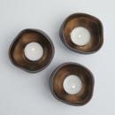 TRIO BRASS | Set 3 bougeoirs en céramique Beige et Bronze