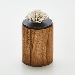 CYLA M | Boîte décorative en bois ornée d'une fleur en porcelaine