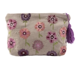 POCHETTE BRODEE | Trousse  en coton 27x17 cm