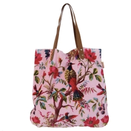 SAC SHOPPING | Velours imprimé rose 40X45 cm
