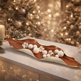 Plateau allongé en céramique | Finition cuivrée - modèle COPPER - Anoq